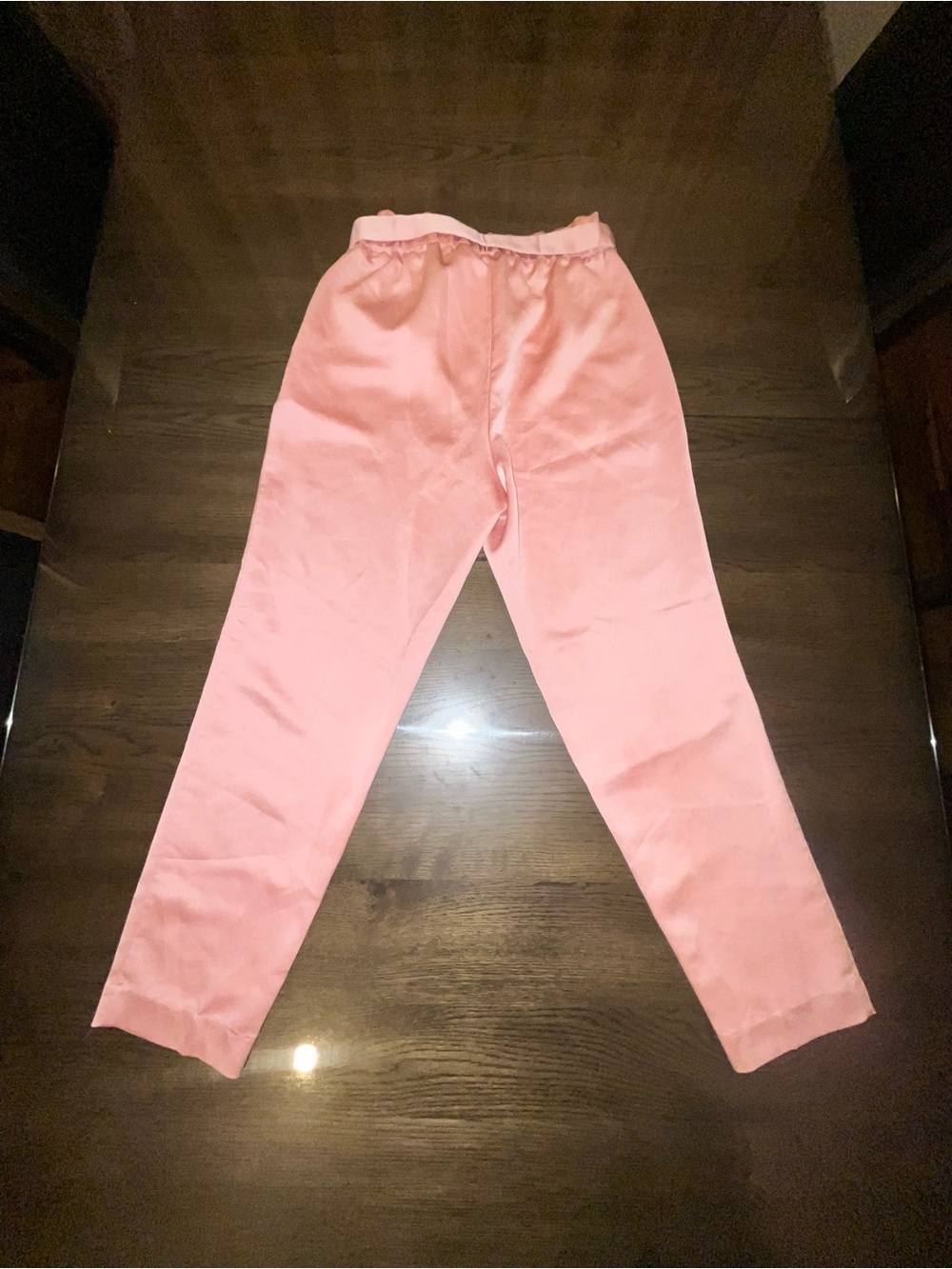 Express High-Waisted Blush Pink Satin Sash-Tie Ankle Pants Women’s Size Small - Picture 11 of 12